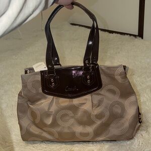 Coach Signature Brown and Tan Tote